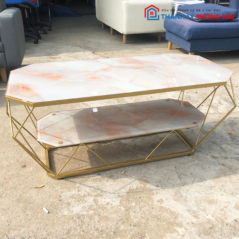 ban-sofa-van-may-hong-1m2-2-tang-1 Bàn Sofa Vân Mây Hồng 1m5 2 Tầng Mới 99%