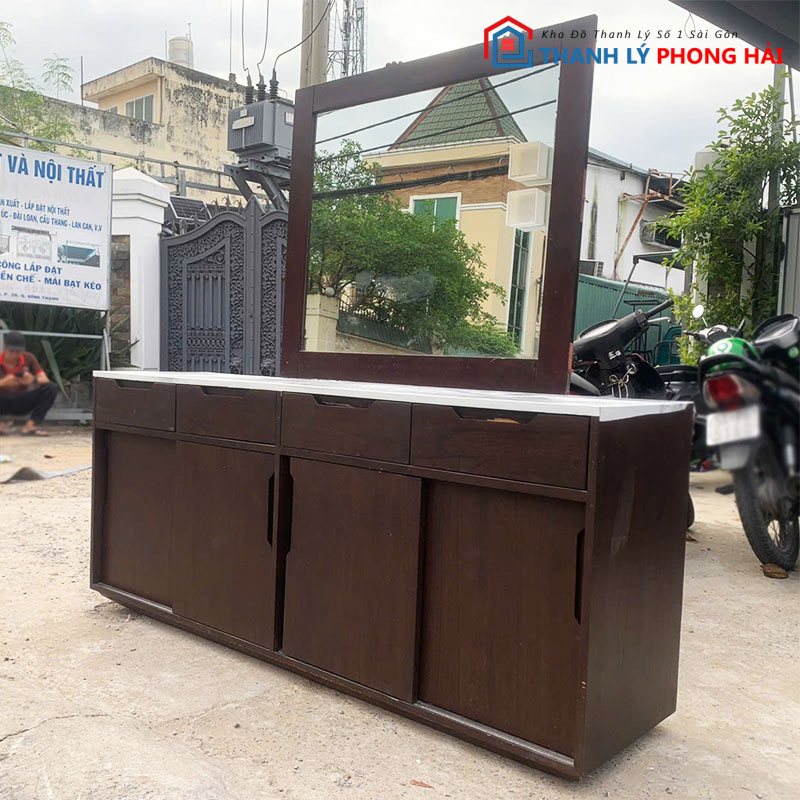 ban-trang-diem-1m75-kem-tu-va-guong-cu-1 Bàn Trang Điểm 1m75 Kèm Tủ Và Gương Cũ