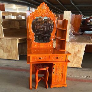 Bàn Trang Điểm 80cm Gỗ Thông Màu Nâu Đỏ Mới 99%