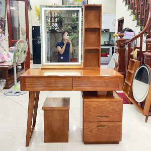 Bàn Trang Điểm Gỗ Sồi Kèm Gương Led Mới 99% (Nhiều Size)