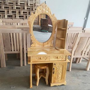 Bàn Trang Điểm Gỗ Thông Gương Tròn Mới 99% (Nhiều Size)
