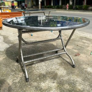 Bàn Tròn Inox 1m13 Cũ Gấp Gọn