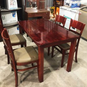 Bộ Bàn Ăn Cabin 1m2 Gỗ TN Màu Đỏ Cũ