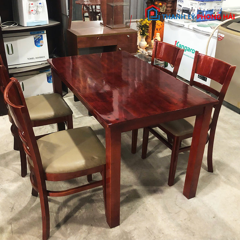 bo-ban-an-cabin-1m2-go-tn-mau-do-cu-1 Bộ Bàn Ăn Cabin 1m2 Gỗ TN Màu Đỏ Cũ