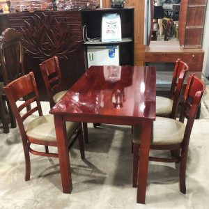 Bộ Bàn Ăn Cabin 1m2 Gỗ TN Màu Đỏ Cũ