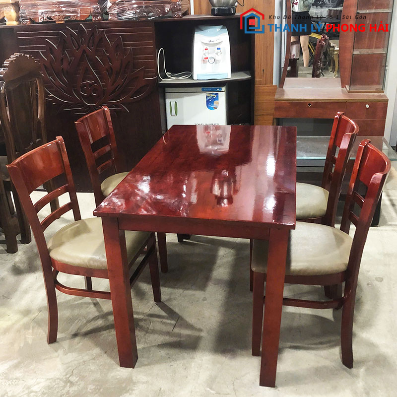 bo-ban-an-cabin-1m2-go-tn-mau-do-cu-2 Bộ Bàn Ăn Cabin 1m2 Gỗ TN Màu Đỏ Cũ