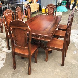 Thanh Lý Bộ Bàn Ăn Vuông Gỗ TN 1m93 Mới 99%
