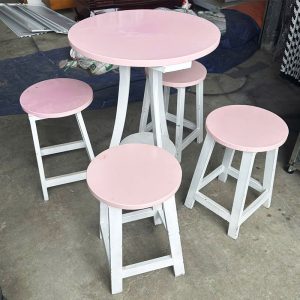 Bộ Bàn Ghế Cafe 50cm Toned Hồng 2 Tầng Cũ