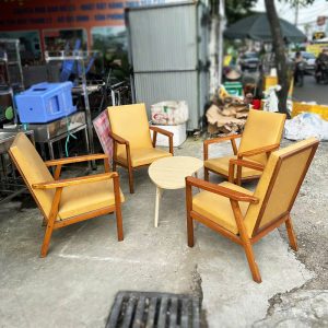 Bộ Bàn Ghế Cafe Cũ Gỗ Tự Nhiên