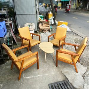 Bộ Bàn Ghế Cafe Cũ Gỗ Tự Nhiên