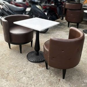 Bộ Bàn Ghế Cafe Mặt Đá 60cm Chân Sắt Cũ