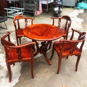 Thanh Lý Bộ Bàn Trà Gỗ Tràm 88cm 5 Món Mới 99%