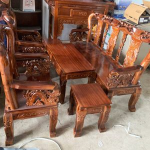 Bộ Salon Gỗ Tràm 1m67 Đỉnh Đào Tay 8 Mới 99%