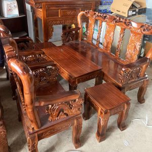 Bộ Salon Gỗ Tràm 1m67 Đỉnh Đào Tay 8 Mới 99%