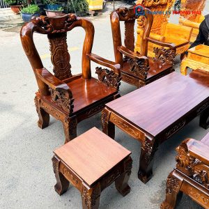 Bộ Salon Gỗ Tràm Tay 10 Chạm Đỉnh Đào Mới 99%
