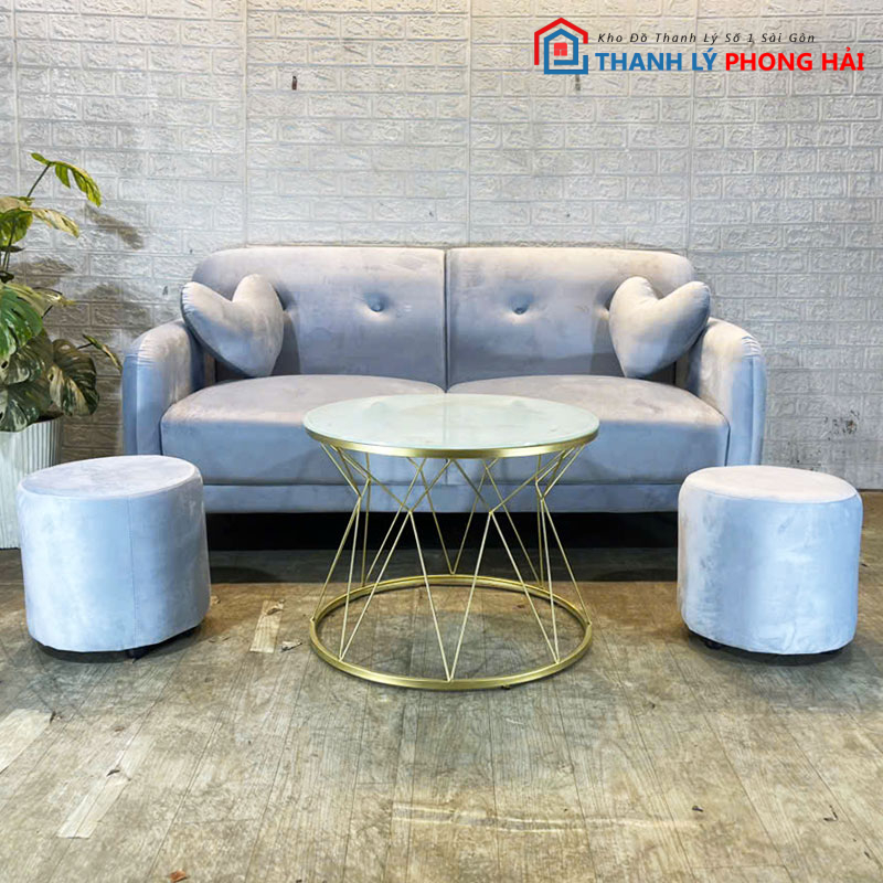 bo-sofa-1m6-kem-goi-tim-va-ban-tra-2 Bộ Sofa 1m6 Kèm Gối Tim Và Bàn Trà Mới 99% (Nhiều Màu)