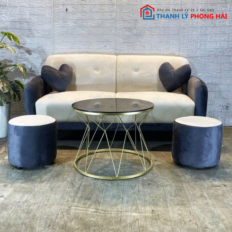 bo-sofa-1m6-kem-goi-tim-va-ban-tra-3 Bộ Sofa 1m6 Kèm Gối Tim Và Bàn Trà Mới 99% (Nhiều Màu)