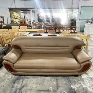 Bộ Sofa Bọc Da Kem Nâu 2m Gồm 3 Món Cũ