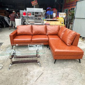 Bộ Sofa Góc L 2m1 Màu Da Bò Loang Cũ