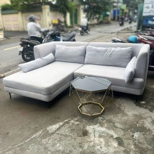 Bộ Sofa Nỉ Xám 2m3 Góc L Kèm Bàn Cũ