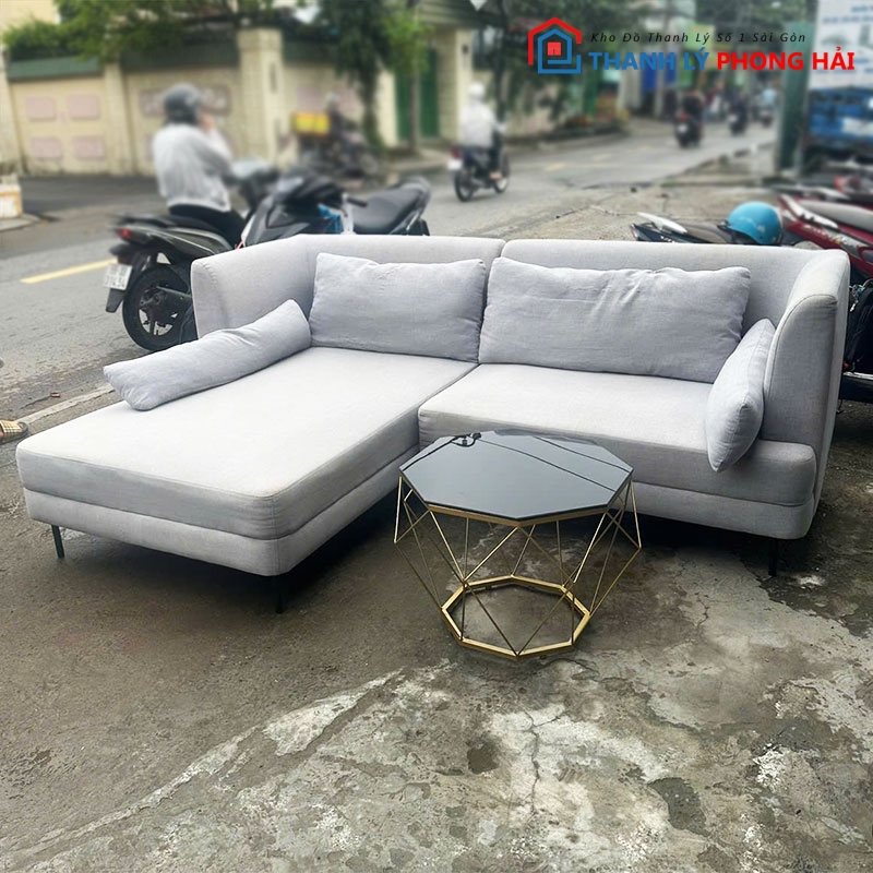 bo-sofa-ni-xam-2m2-goc-l-kem-ban-2 Bộ Sofa Nỉ Xám 2m3 Góc L Kèm Bàn Cũ
