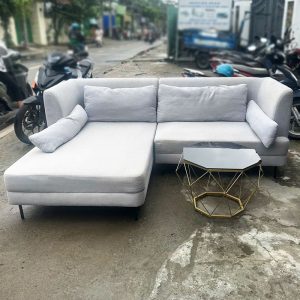 Bộ Sofa Nỉ Xám 2m3 Góc L Kèm Bàn Cũ