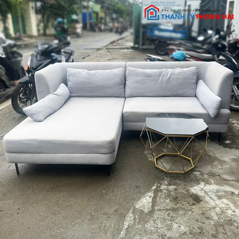 bo-sofa-ni-xam-2m2-goc-l-kem-ban-3 Bộ Sofa Nỉ Xám 2m3 Góc L Kèm Bàn Cũ