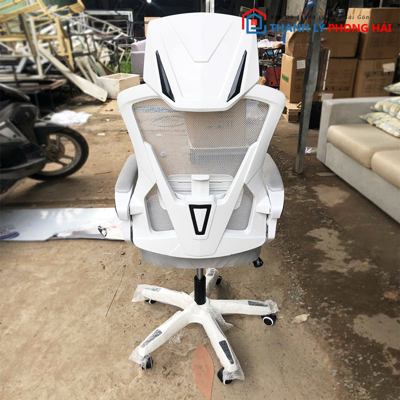 ghe-cong-thai-hoc-mau-trang-phoi-xam-2 Ghế Công Thái Học Màu Trắng Phối Xám Mới 99%