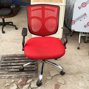 Ghế Xoay Lưng Lưới Đỏ Tay Gập Cũ