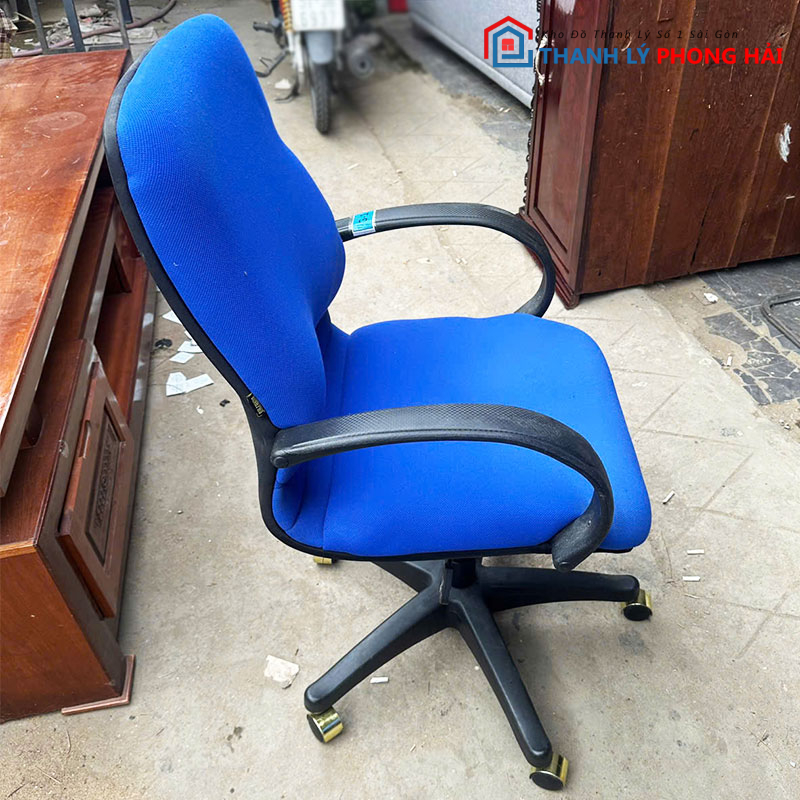 ghe-xoay-van-phong-nem-ni-xanh-em-cu-2 Ghế Xoay Văn Phòng Nệm Nỉ Xanh Êm Cũ