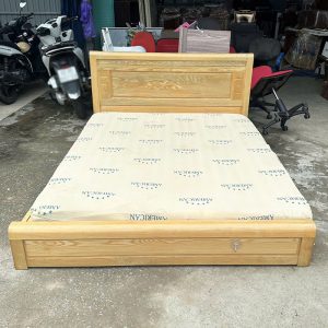 Giường Gỗ Sồi 1m6 Màu Gỗ Sáng Cũ