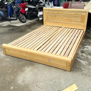 Giường Gỗ Sồi 1m6 Màu Gỗ Sáng Cũ
