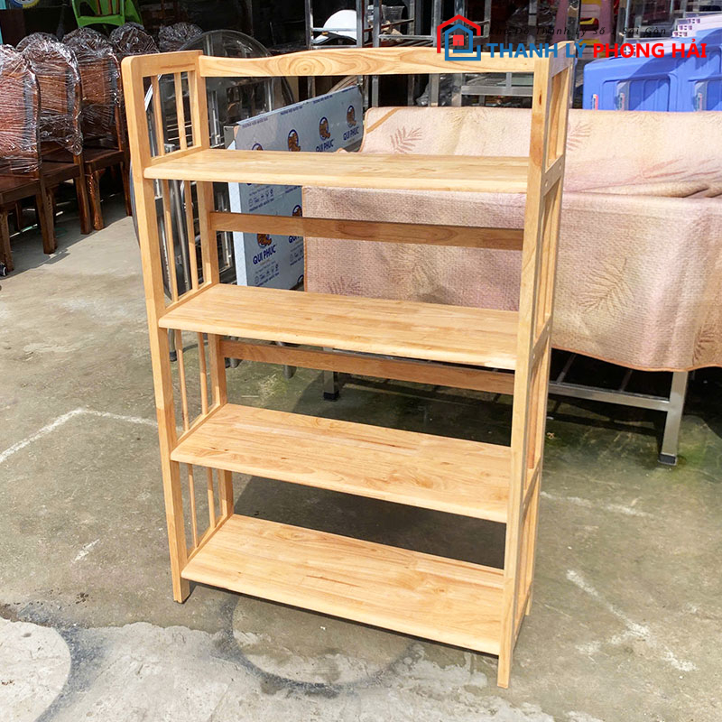 ke-sach-4-tang-80cm-go-cao-su-moi-99-1 Kệ Sách 4 Tầng 80cm Gỗ Cao Su Mới 99%