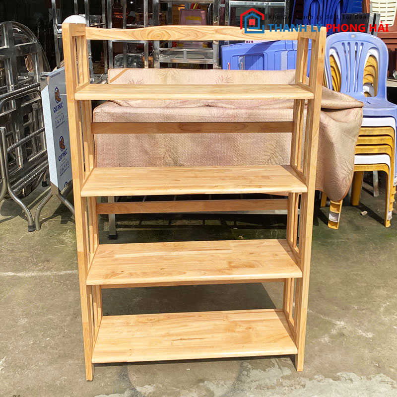 ke-sach-4-tang-80cm-go-cao-su-moi-99-3 Kệ Sách 4 Tầng 80cm Gỗ Cao Su Mới 99%
