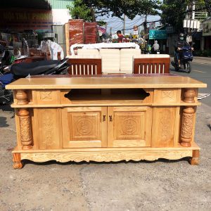 Thanh Lý Kệ Tivi 1m6 Gỗ Sồi Cột Nho Mới 99%