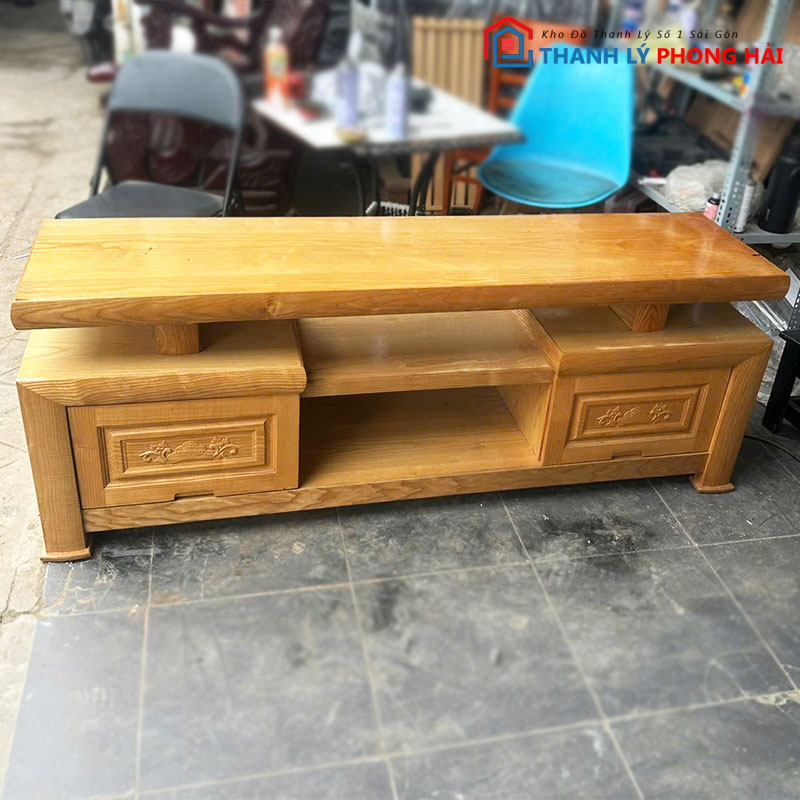 ke-tivi-go-tu-nhien-1m58-cu-2 Kệ Tivi Gỗ Tự Nhiên 1m58 Cũ