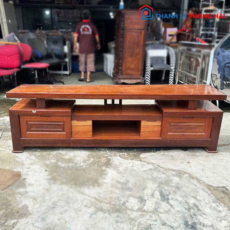 ke-tivi-go-tu-nhien-2m-sang-trong-cu-1 Kệ Tivi Gỗ Tự Nhiên 2m Sang Trọng Cũ