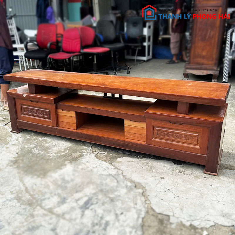 ke-tivi-go-tu-nhien-2m-sang-trong-cu-3 Kệ Tivi Gỗ Tự Nhiên 2m Sang Trọng Cũ