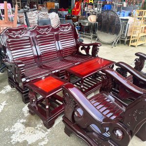 Salon Gỗ 1m82 Cũ 5 Món Chạm Khắc Cổ Điển