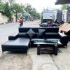 Sofa Da Simili 2m66 Góc L Màu Đen Cũ