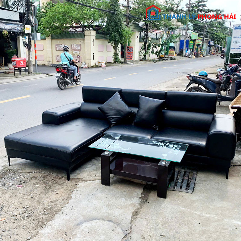 sofa-da-simili-2m66-goc-l-mau-den-cu-3 Sofa Da Simili 2m66 Góc L Màu Đen Cũ