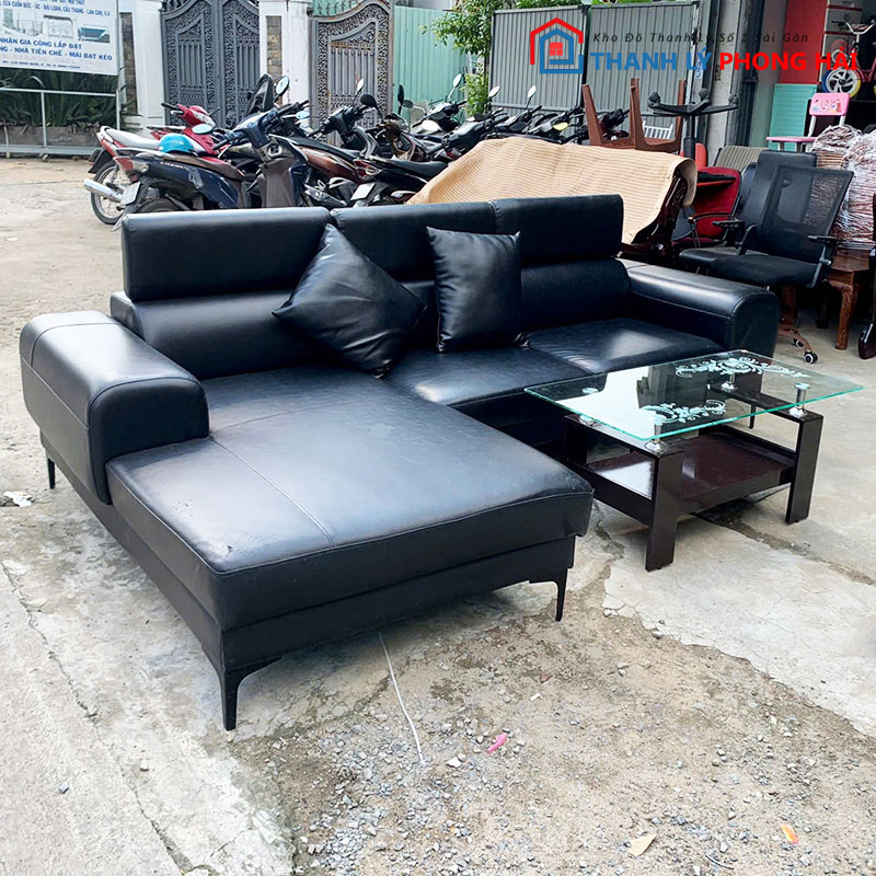 sofa-da-simili-2m66-goc-l-mau-den-cu-4 Sofa Da Simili 2m66 Góc L Màu Đen Cũ