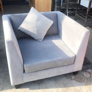 Sofa Đơn 1m Bọc Vải Nhung Xám Kèm Gối Cũ
