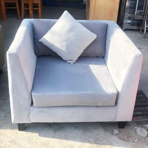 Sofa Đơn 1m Bọc Vải Nhung Xám Kèm Gối Cũ