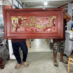 Tranh Gỗ Hương Đá 1m55 Đám Cưới Làng Quê Cũ