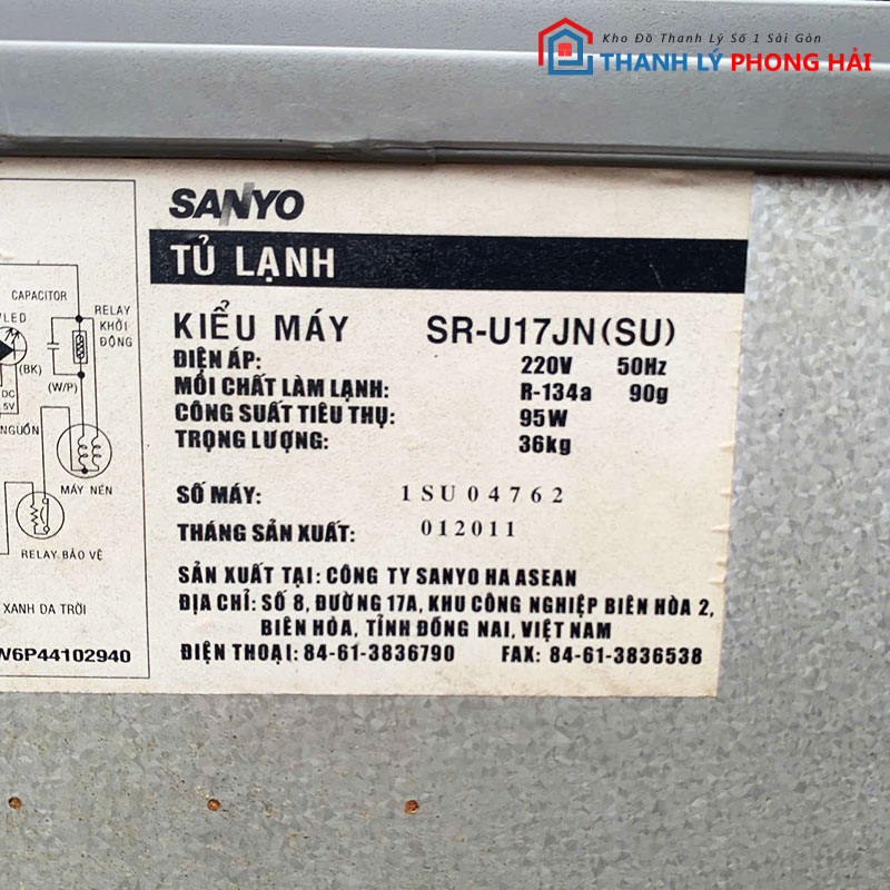 tu-lanh-sanyo-2-canh-sr-u17jnsu-cu-2 Tủ Lạnh Sanyo 2 Cánh SR-U17JN(SU) Cũ