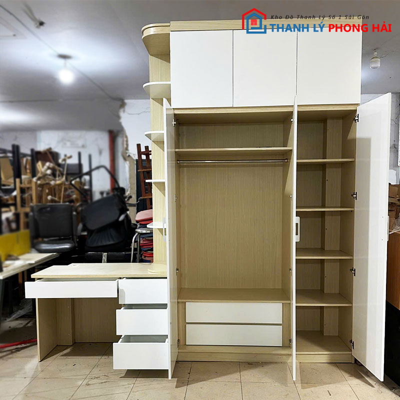 tu-quan-ao-go-mdf-2m7-1 Tủ Quần Áo Gỗ MDF 2m7 Kết Hợp Bàn Học Cũ