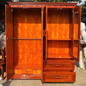 Tủ Quần Áo Gỗ Tự Nhiên Phủ Bì 1m77 Mới 99%