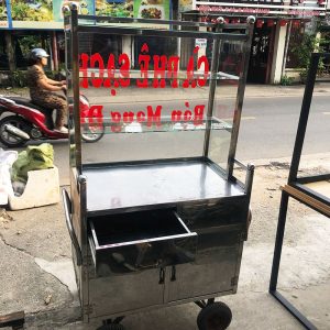 Xe Bán Cafe Takeaway Inox Mặt Kính 80cm Cũ
