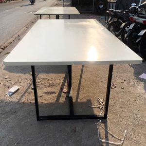 Bàn Họp Chân Sắt 2m46 Mặt Gỗ Cũ